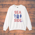 Seaside Nautical Crewneck Sweatshirt | Sea Horse Coral Fish Print
