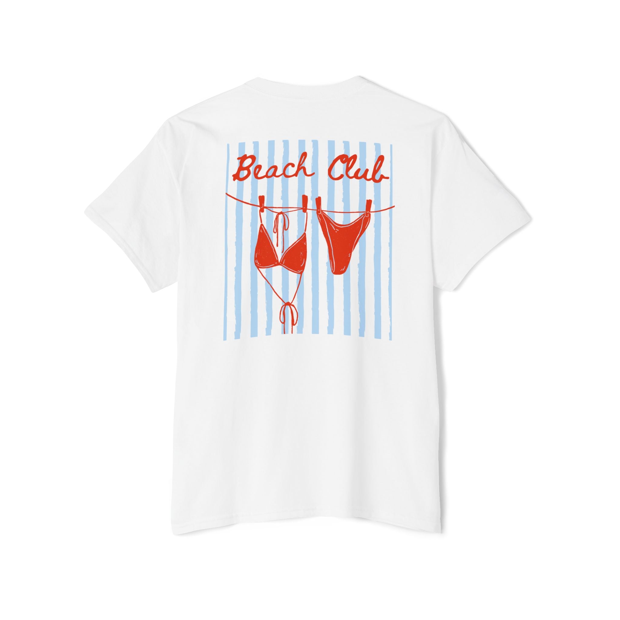 Beach Club Bikini Graphic T-Shirt | Striped Summer Tee